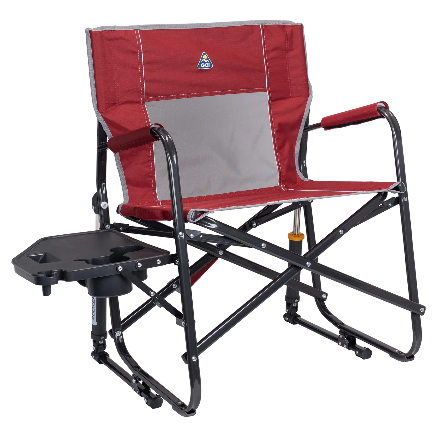 Smooth Motion Freestyle Rocker XL with Side Table - Choice 836 - Patented Spring-Action Rocking Chair for Camping - Cinnamon