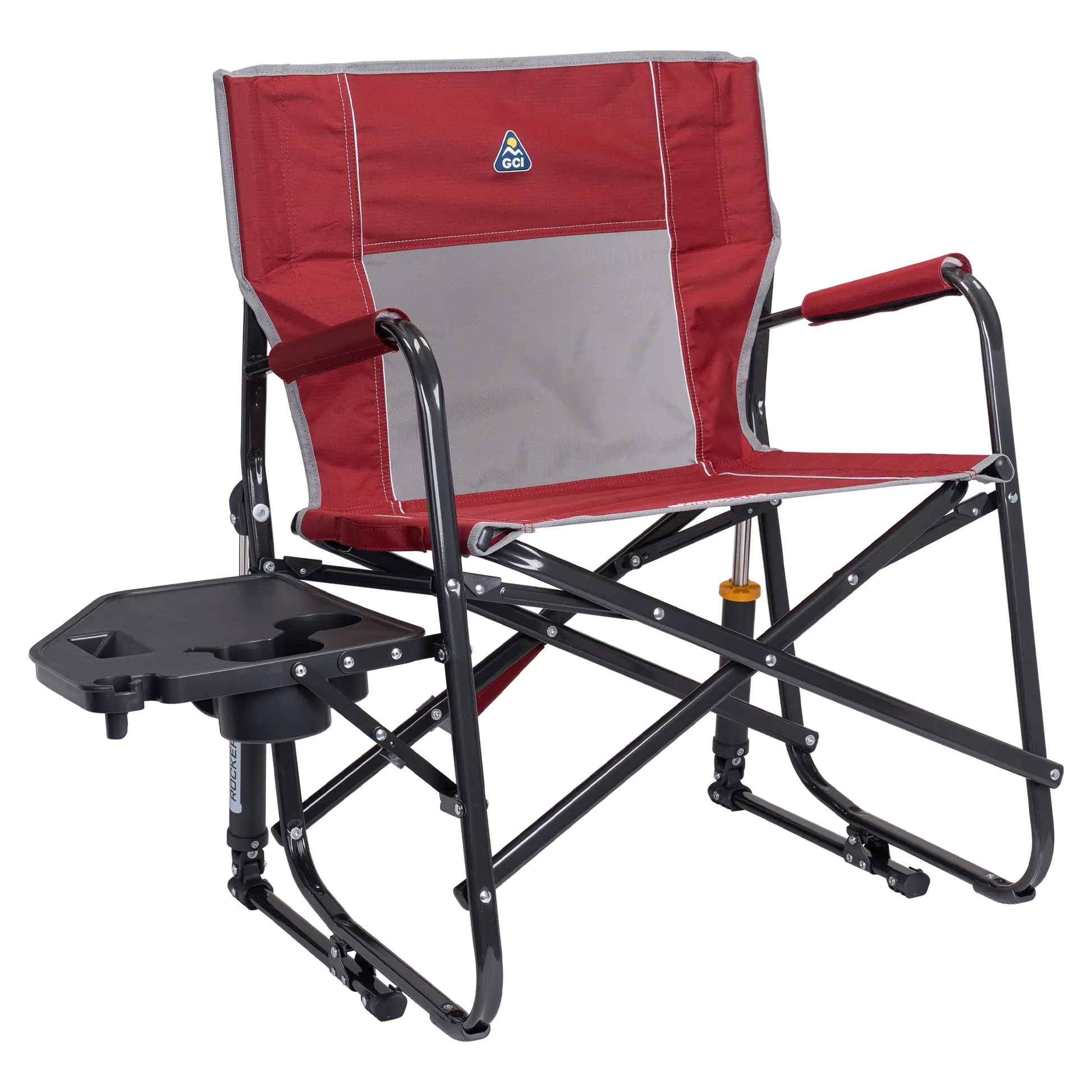 Smooth Motion Freestyle Rocker XL with Side Table - Choice 836 - Patented Spring-Action Rocking Chair for Camping - Cinnamon