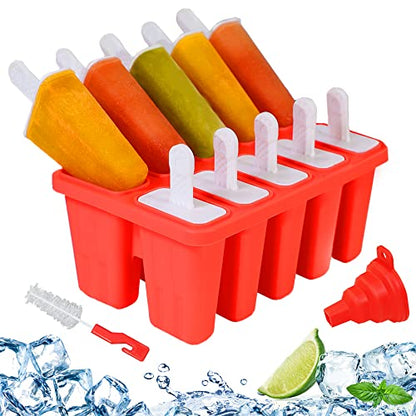 Minimalist Silicone Popsicle Molds 10-cavity, DIY Ice Pop Kit