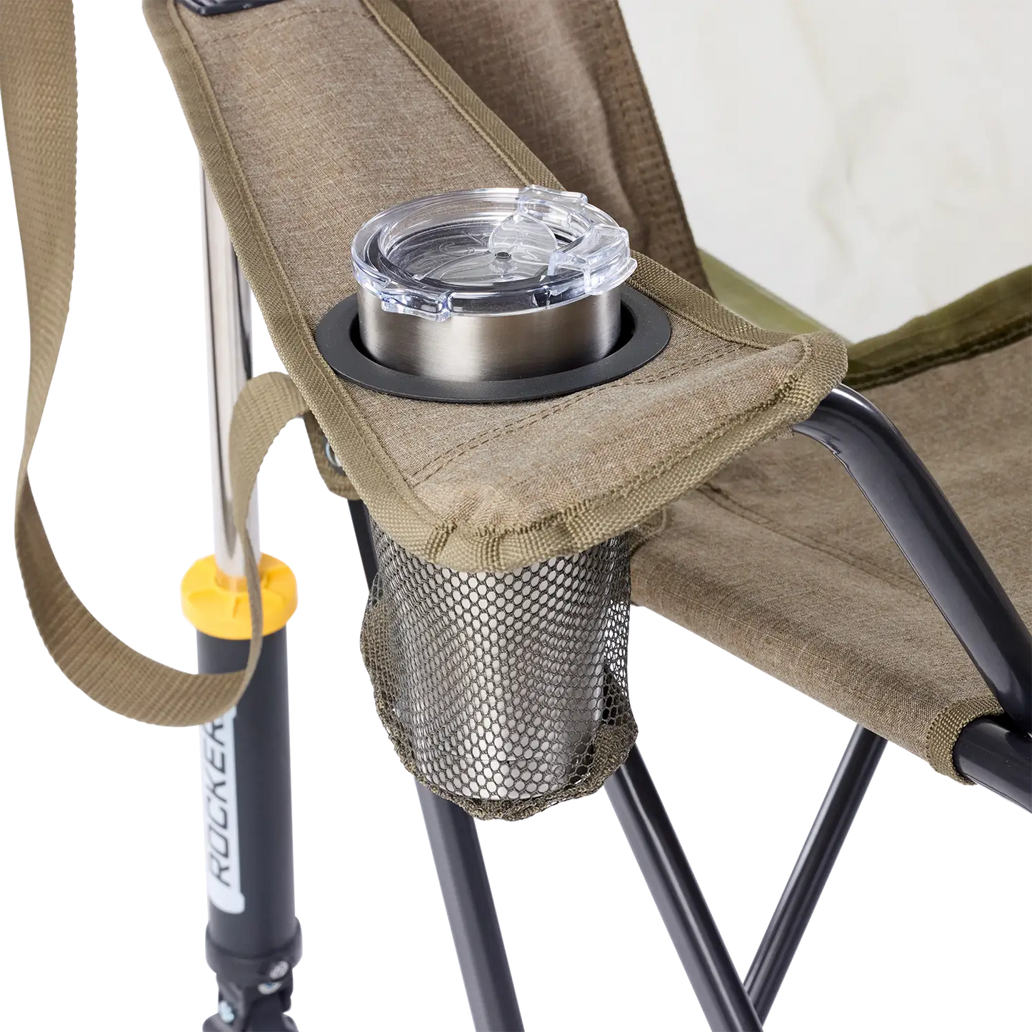 Patented Spring-Action Comfort Pro Rocker XL - Choice 107 - Heavy-Duty Kickback Rocker with Beverage Holder Detail