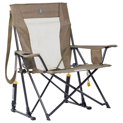 Patented Spring-Action Comfort Pro Rocker XL - Choice 107 - Heavy-Duty Kickback Rocker with Beverage Holder - Heathered Aged Fatigue