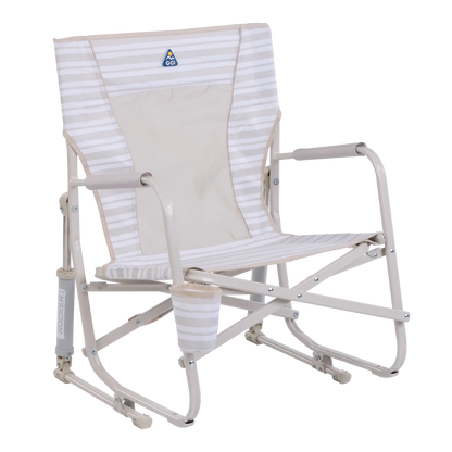 Premium All-Weather Beach Rocker - Choice 712 - RoadTrip Rocker Smooth Motion Camp Chair - Neutral Stripe
