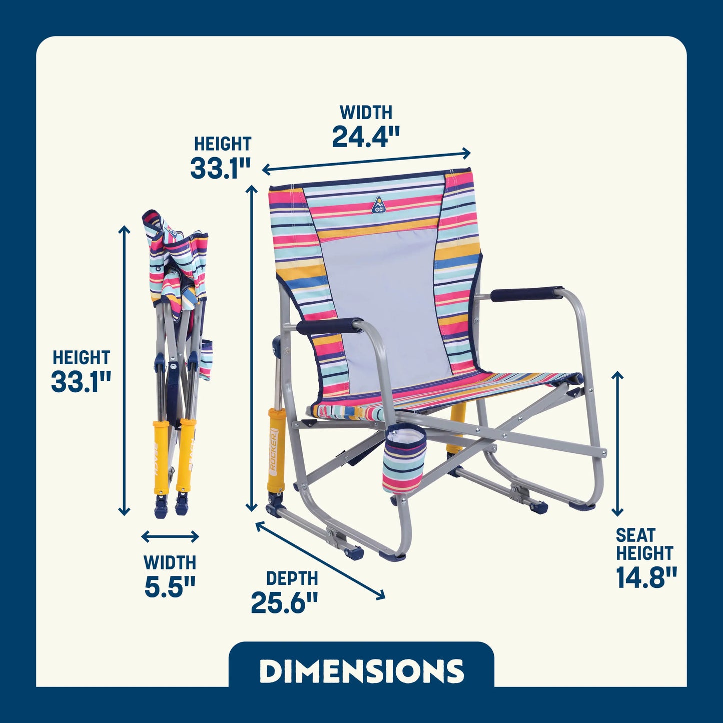 Premium All-Weather Beach Rocker - Choice 712 - RoadTrip Rocker Smooth Motion Camp Chair Detail