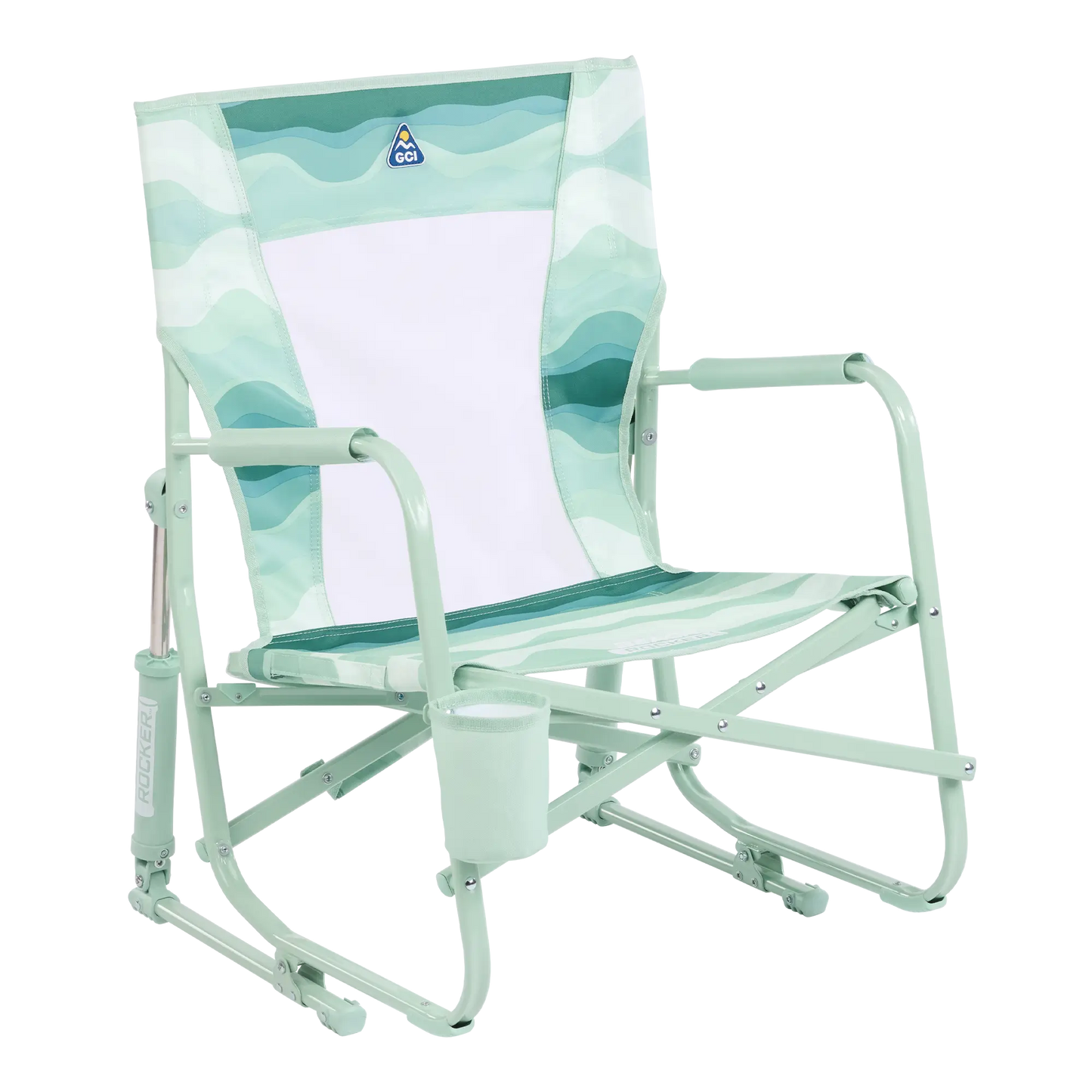 Premium All-Weather Beach Rocker - Choice 712 - RoadTrip Rocker Smooth Motion Camp Chair - Green Beach Wave