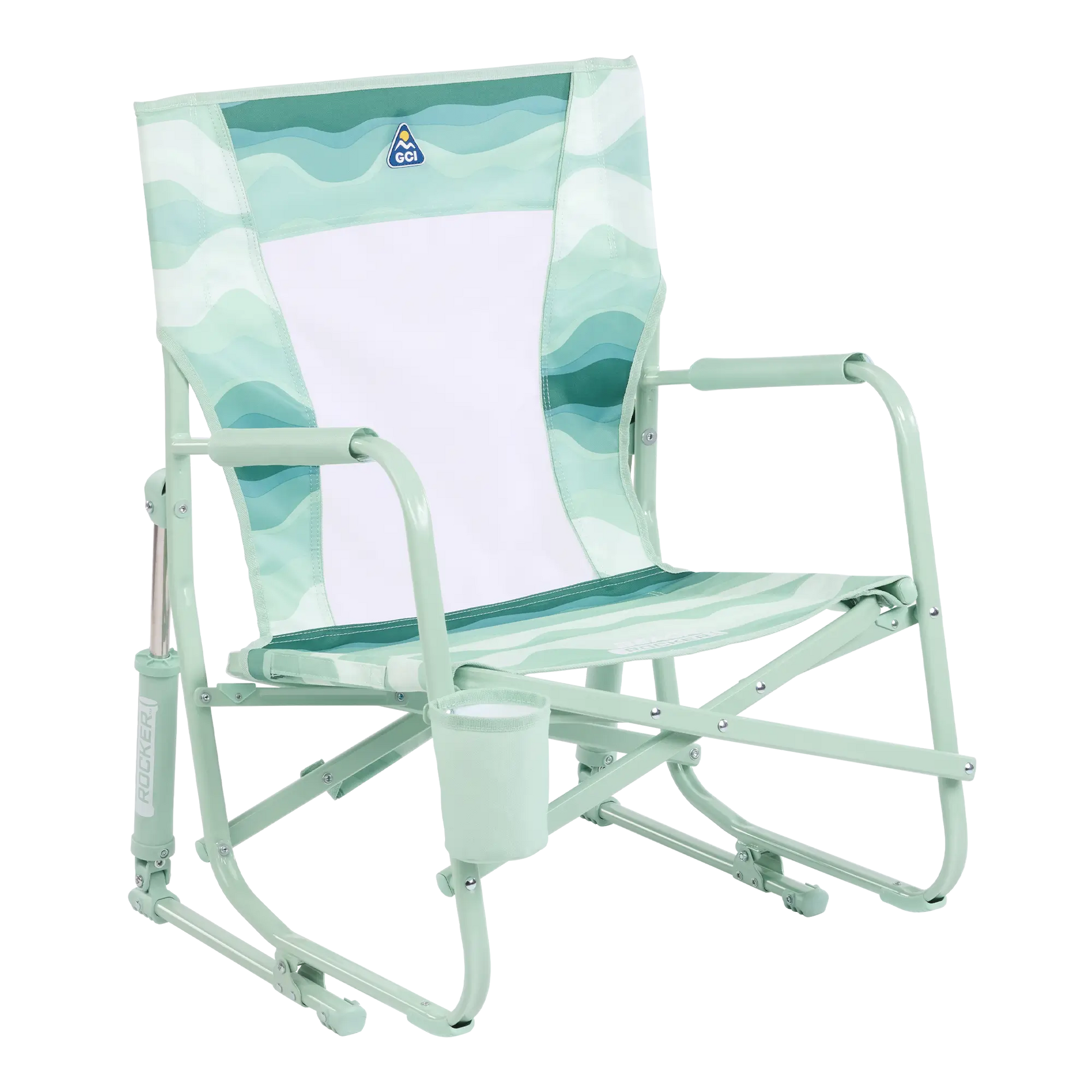 Premium All-Weather Beach Rocker - Choice 712 - RoadTrip Rocker Smooth Motion Camp Chair - Green Beach Wave