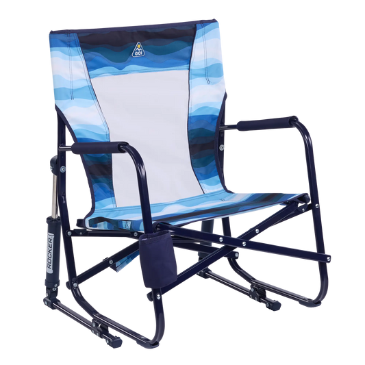Premium All-Weather Beach Rocker - Choice 712 - RoadTrip Rocker Smooth Motion Camp Chair - Blue Beach Wave