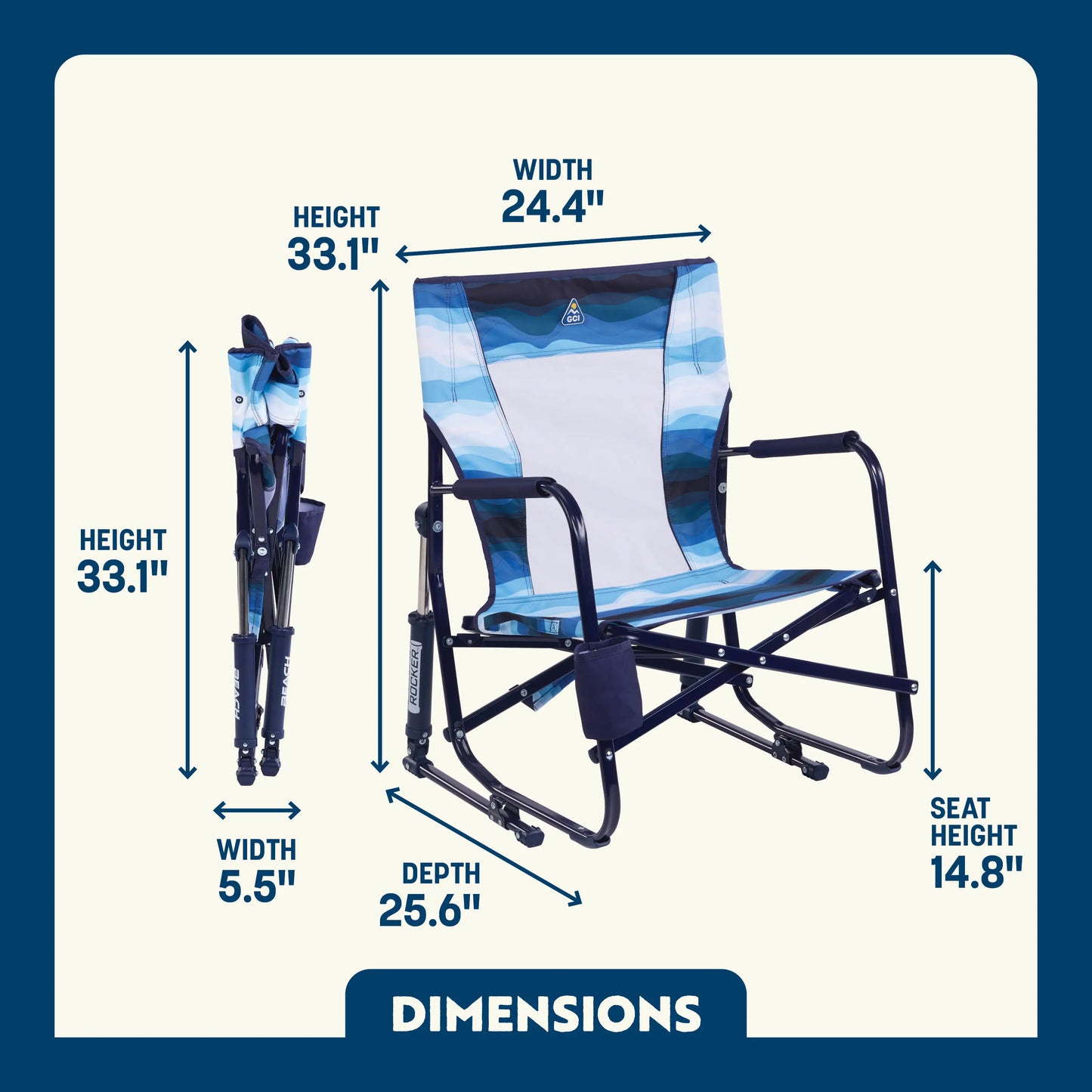 Premium All-Weather Beach Rocker - Choice 712 - RoadTrip Rocker Smooth Motion Camp Chair Detail