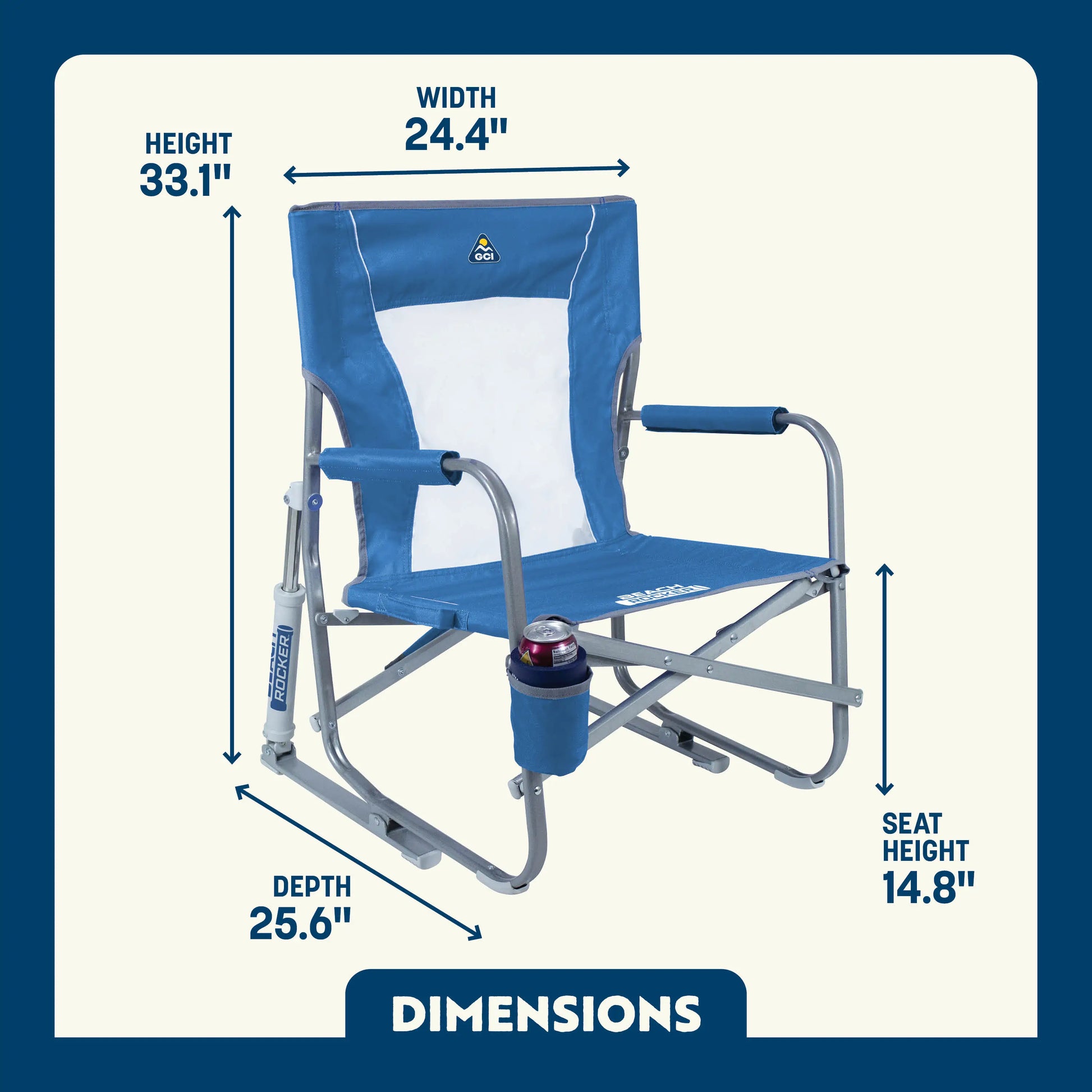 Smooth Motion Beach Rocker Bundle - Choice 773 - Patented Spring-Action Rocking Chair for Camping Detail