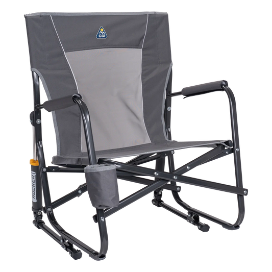 Smooth Motion FirePit Rocker - Choice 737 - Freestyle Rocker Portable Outdoor Folding Chair - Pewter