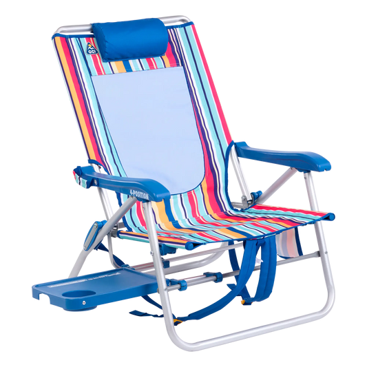 Sand-Friendly Big Surf with Slide Table - Choice 334 - Rust-Resistant Aluminum Sand-Friendly Lounge Chair - Multi Stripe