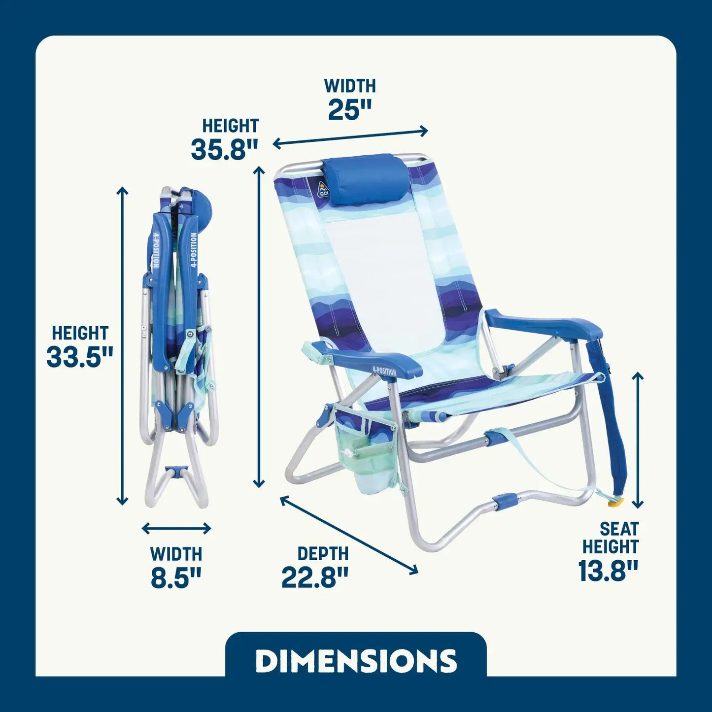 Sand-Friendly Bi-Fold Beach Chair - Choice 601 - Rust-Resistant Aluminum Sand-Friendly Lounge Chair Detail