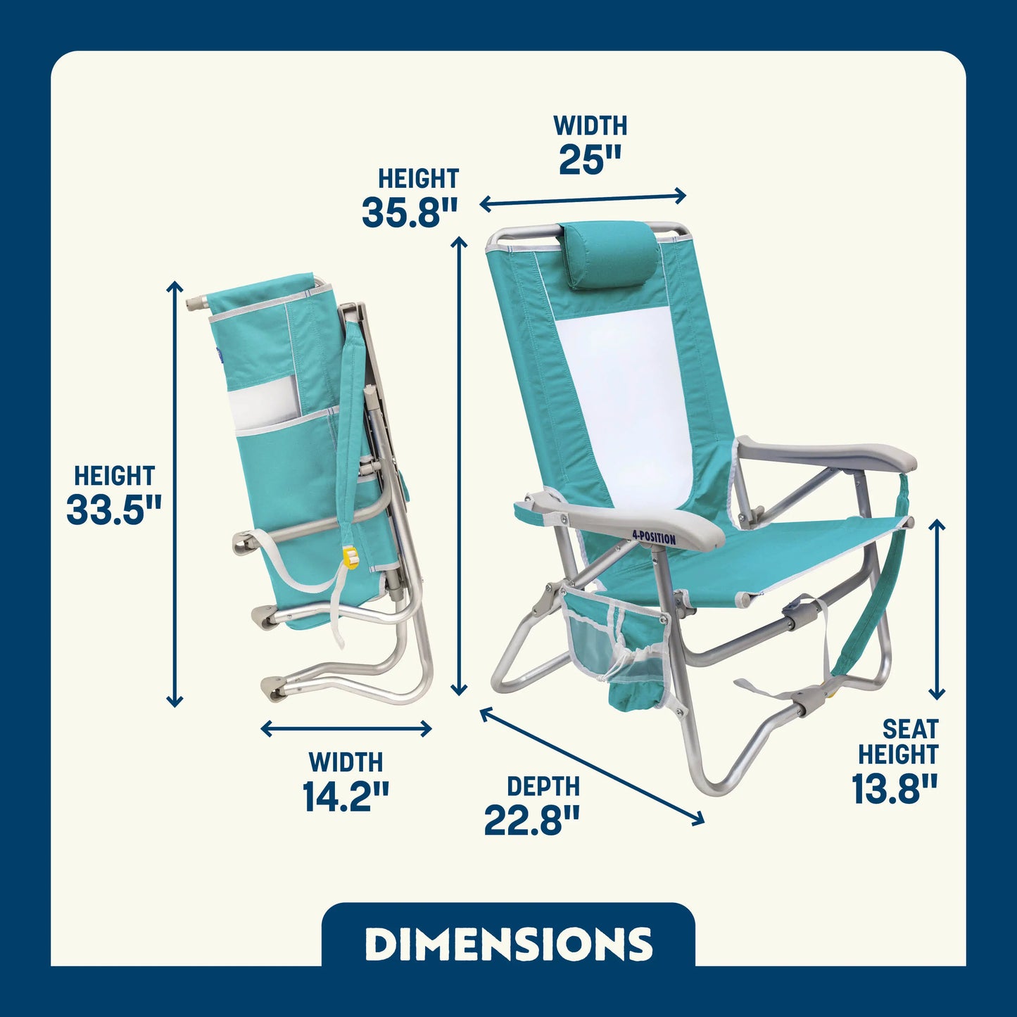 Sand-Friendly Bi-Fold Beach Chair - Choice 601 - Rust-Resistant Aluminum Sand-Friendly Lounge Chair Detail