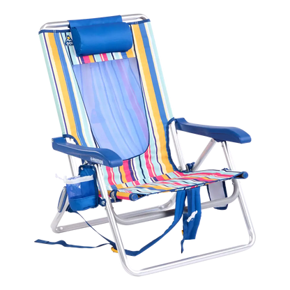 Backpack Travel Backpack Beach Chair - Choice 709 - Portable Heavy-Duty Low Boy Chair for Ocean Side - Multi Stripe