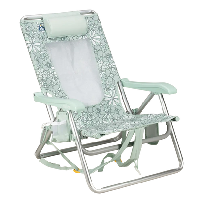 Backpack Travel Backpack Beach Chair - Choice 709 - Portable Heavy-Duty Low Boy Chair for Ocean Side - Floral Pastel Green