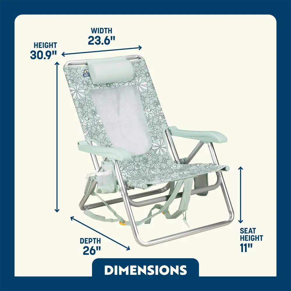 Backpack Travel Backpack Beach Chair - Choice 709 - Portable Heavy-Duty Low Boy Chair for Ocean Side Detail