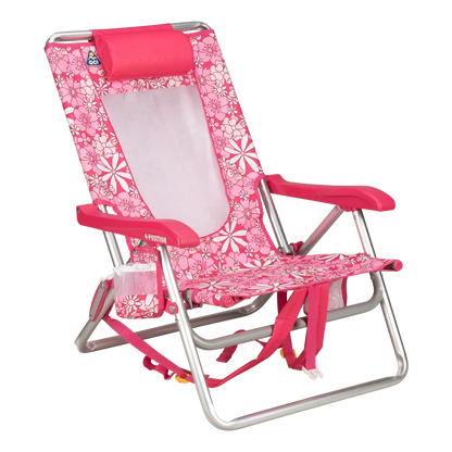 Backpack Travel Backpack Beach Chair - Choice 709 - Portable Heavy-Duty Low Boy Chair for Ocean Side - Floral Sport Pink