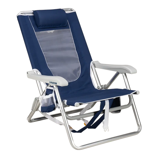 Backpack Travel Backpack Beach Chair - Choice 709 - Portable Heavy-Duty Low Boy Chair for Ocean Side - Nautical Blue