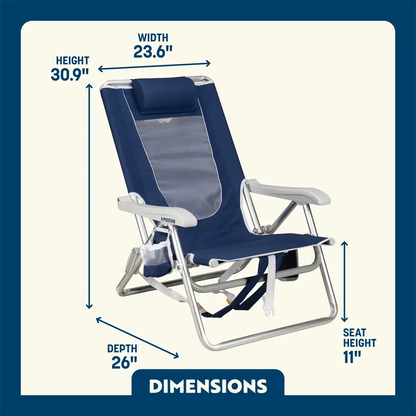 Backpack Travel Backpack Beach Chair - Choice 709 - Portable Heavy-Duty Low Boy Chair for Ocean Side Detail