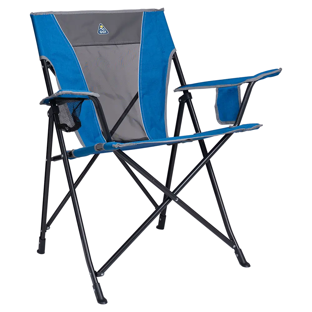 Ultra-Compact Comfort Quad Chair - Choice 989 - Space-Saving Micro-Folding Chair for Backpacking - Heathered Royal