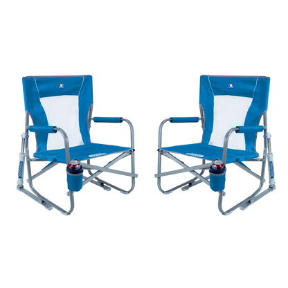 Smooth Motion Beach Rocker Bundle - Choice 773 - Patented Spring-Action Rocking Chair for Camping - Saybrook Blue