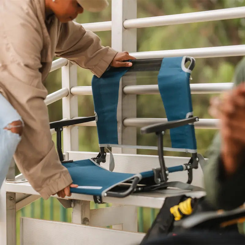 Ultra-Lightweight Big Comfort Stadium Chair with Armrests - Choice 465 - Bleacher-Friendly Stadium Chair with Back Support Detail