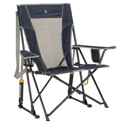 Luxury Camp Comfort Pro Rocker - Choice 375 - Patented Spring-Action Rocking Chair for Camping - Indigo