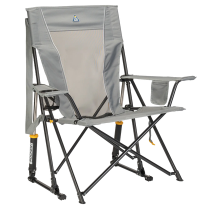 Luxury Camp Comfort Pro Rocker - Choice 375 - Patented Spring-Action Rocking Chair for Camping - Mercury Gray