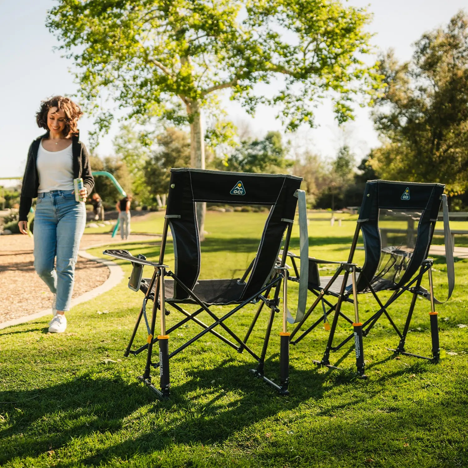 Luxury Camp Comfort Pro Rocker - Choice 375 - Patented Spring-Action Rocking Chair for Camping Detail