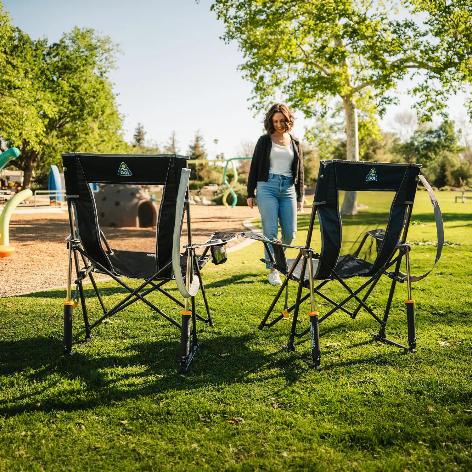 Luxury Camp Comfort Pro Rocker - Choice 375 - Patented Spring-Action Rocking Chair for Camping Detail