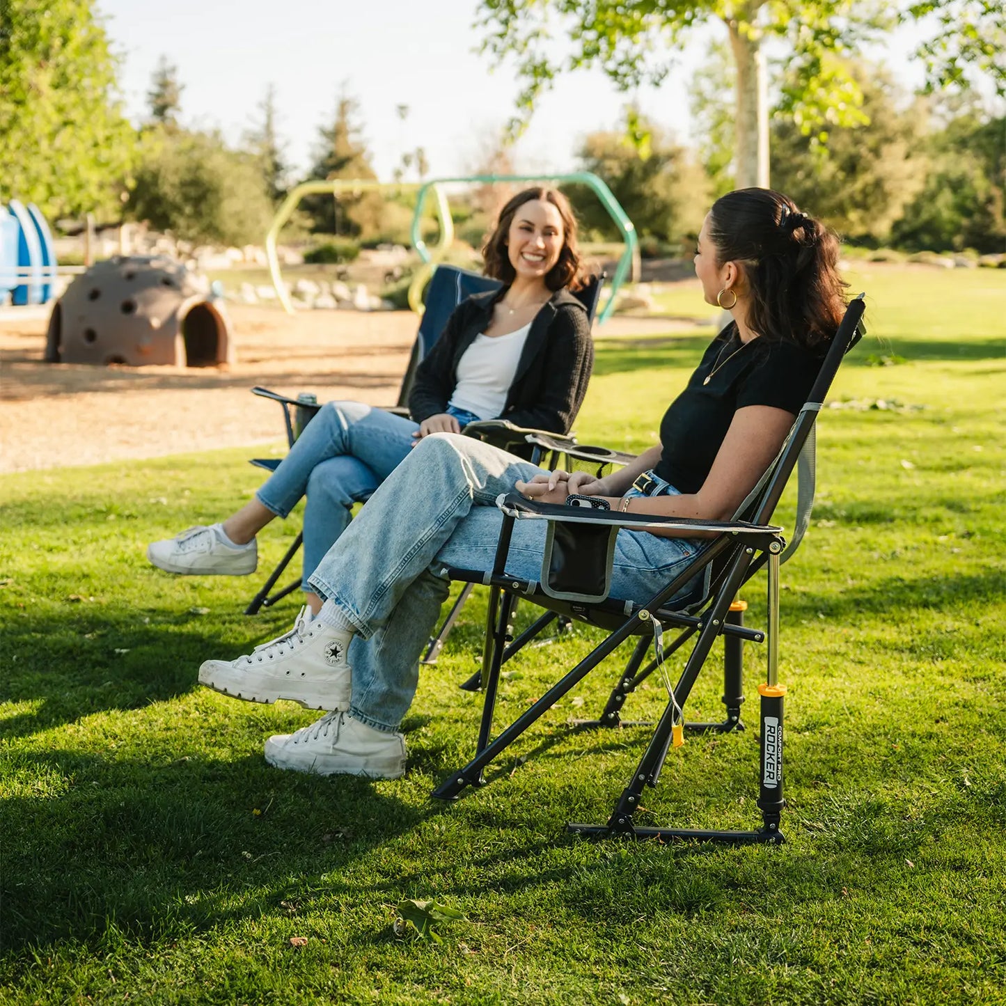 Luxury Camp Comfort Pro Rocker - Choice 375 - Patented Spring-Action Rocking Chair for Camping Detail