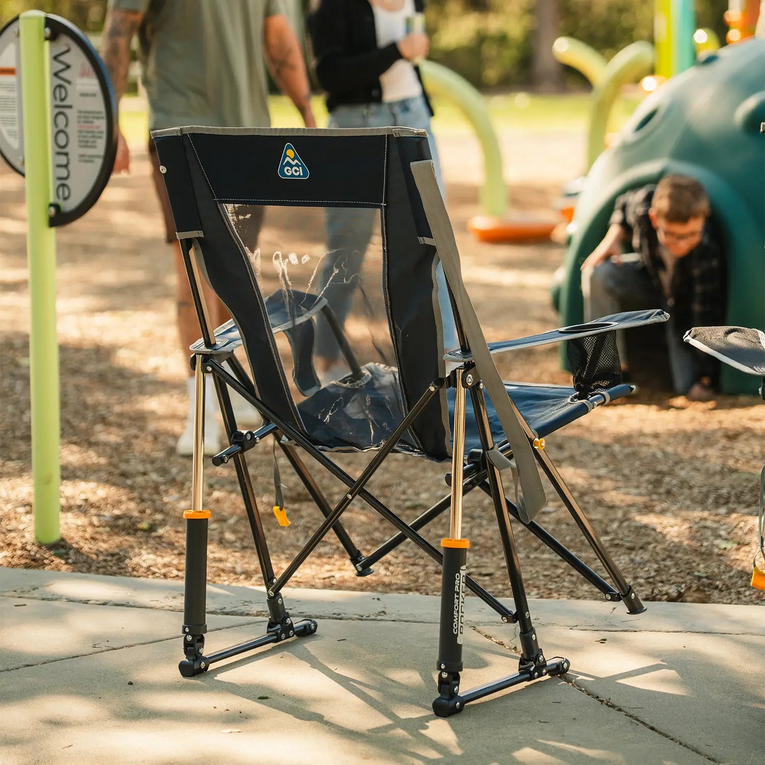 Luxury Camp Comfort Pro Rocker - Choice 375 - Patented Spring-Action Rocking Chair for Camping Detail
