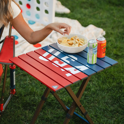 Multi-Functional Cook Compact Camp Table 20 - USA Anniversary Deluxe - Choice 757 - Master Outdoor Kitchen Station for Tailgating & BBQ Detail