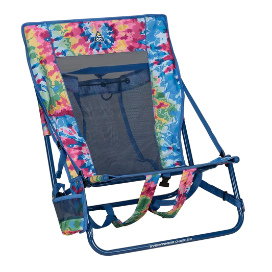 Sand-Friendly Everywhere Chair 2 - Choice 656 - Portable Heavy-Duty Low Boy Chair for Ocean Side - Tie Dye
