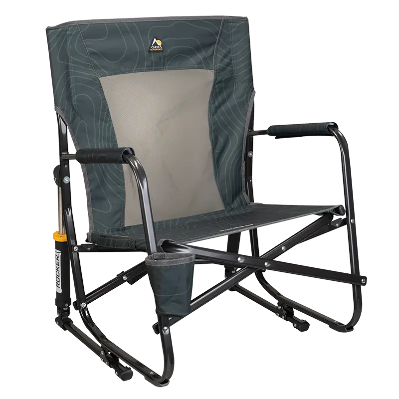 Smooth Motion FirePit Rocker - Choice 737 - Freestyle Rocker Portable Outdoor Folding Chair - Hunter Topo