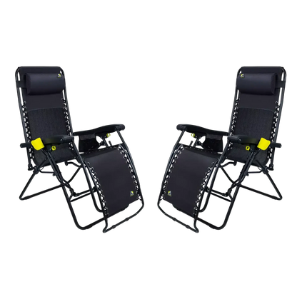 Backpack Travel Freeform Zero Gravity Lounger Bundle - Choice 507 - Portable Heavy-Duty Low Boy Chair for Ocean Side - Black