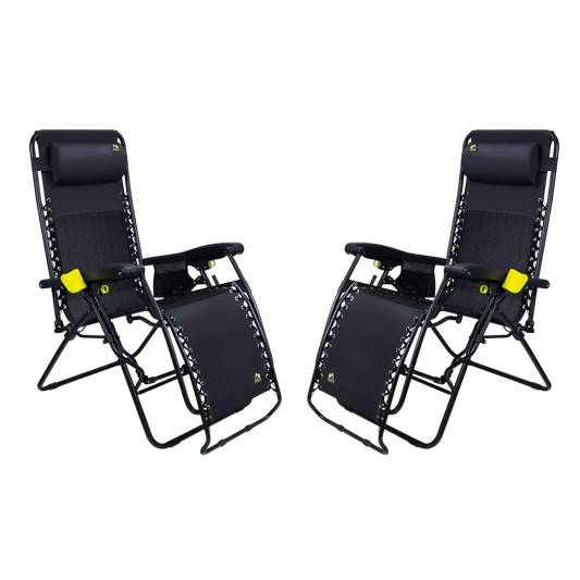Backpack Travel Freeform Zero Gravity Lounger Bundle - Choice 507 - Portable Heavy-Duty Low Boy Chair for Ocean Side - Black