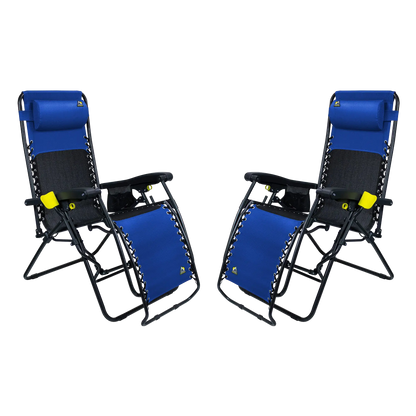Backpack Travel Freeform Zero Gravity Lounger Bundle - Choice 507 - Portable Heavy-Duty Low Boy Chair for Ocean Side - Royal Blue