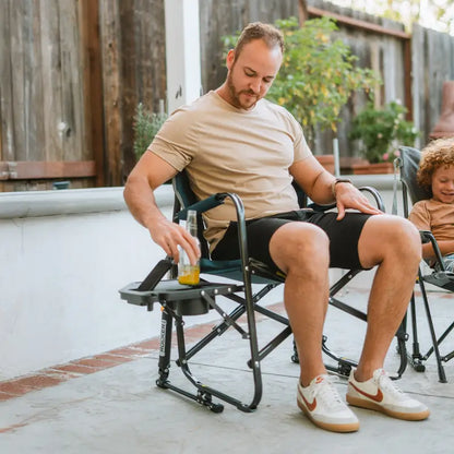 Premium All-Weather Freestyle Rocker with Side Table - Choice 853 - Patented Spring-Action Rocking Chair for Camping Detail