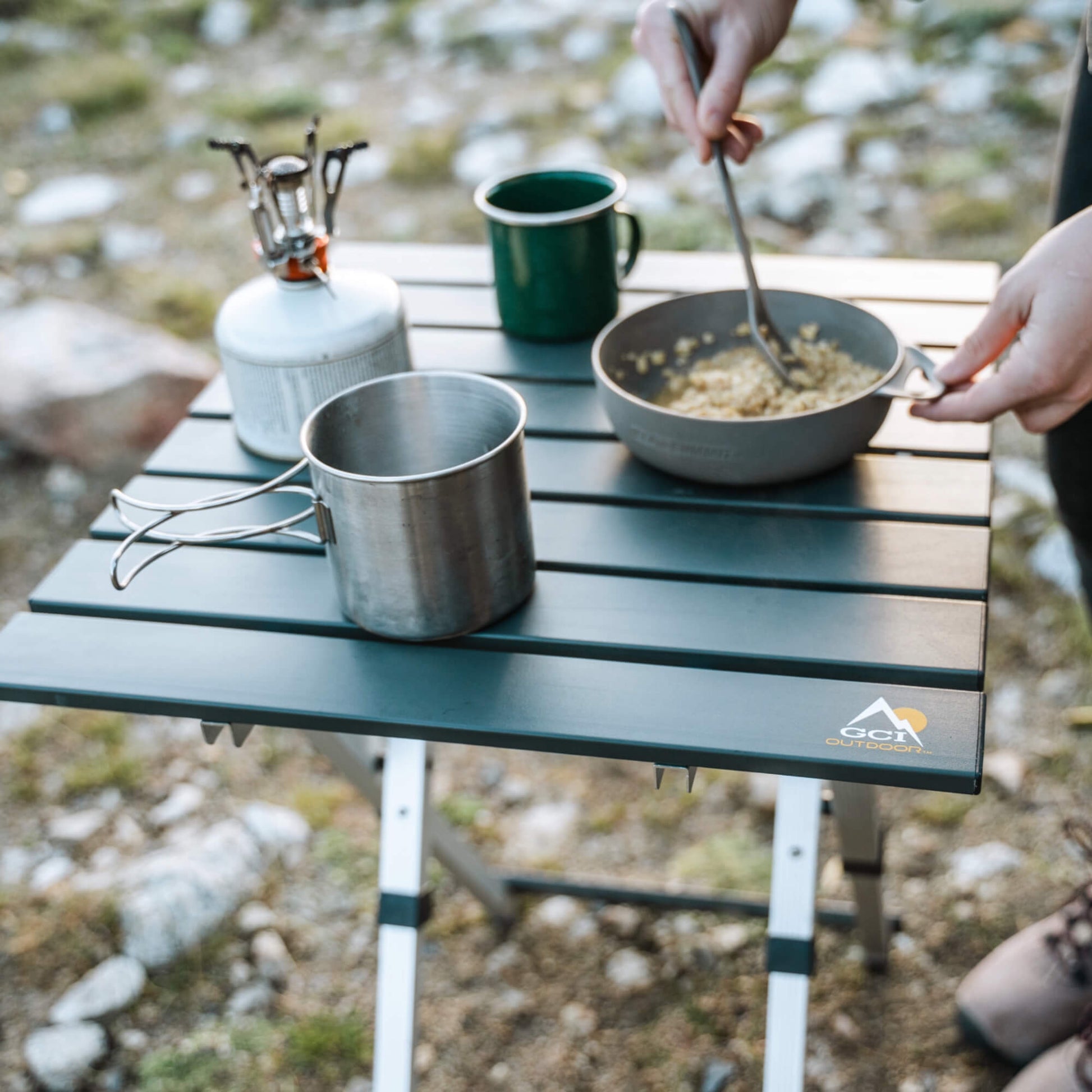 Heavy-Duty Grilling Compact Camp Table 20 - Choice 513 - Slim-Fold Outdoor Cook Station with Storage Shelves Detail
