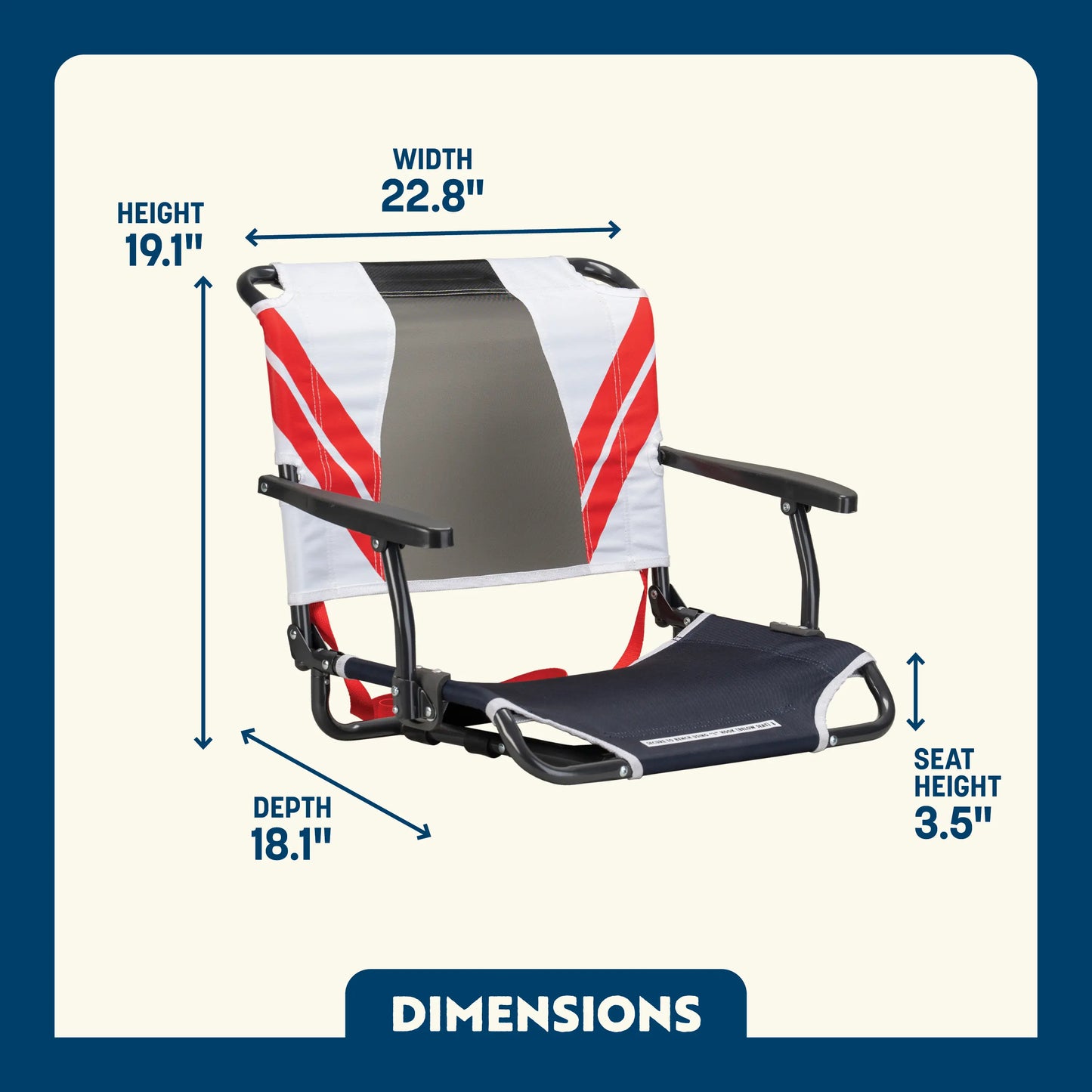 Ultra-Lightweight Big Comfort Stadium Chair with Armrests - Choice 465 - Bleacher-Friendly Stadium Chair with Back Support Detail