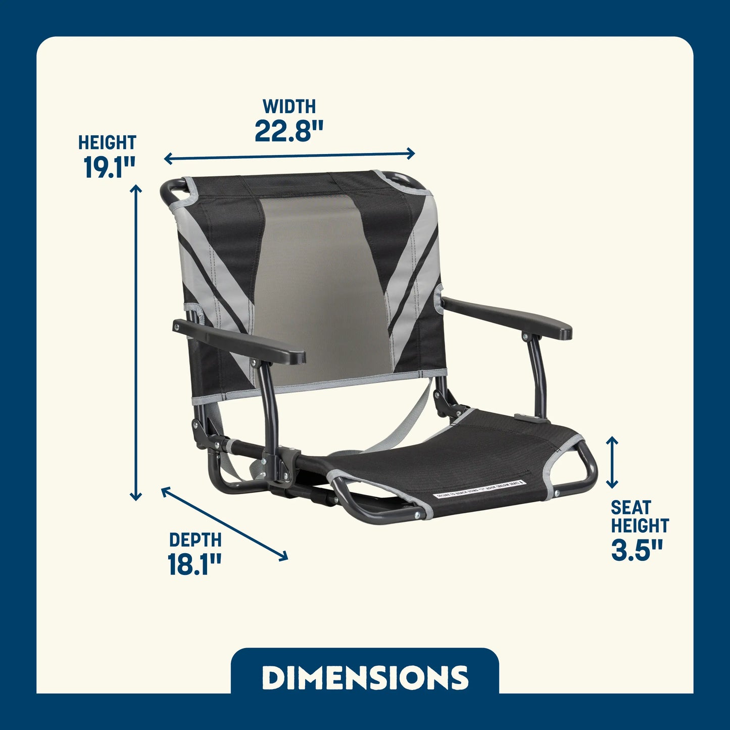 Ultra-Lightweight Big Comfort Stadium Chair with Armrests - Choice 465 - Bleacher-Friendly Stadium Chair with Back Support Detail