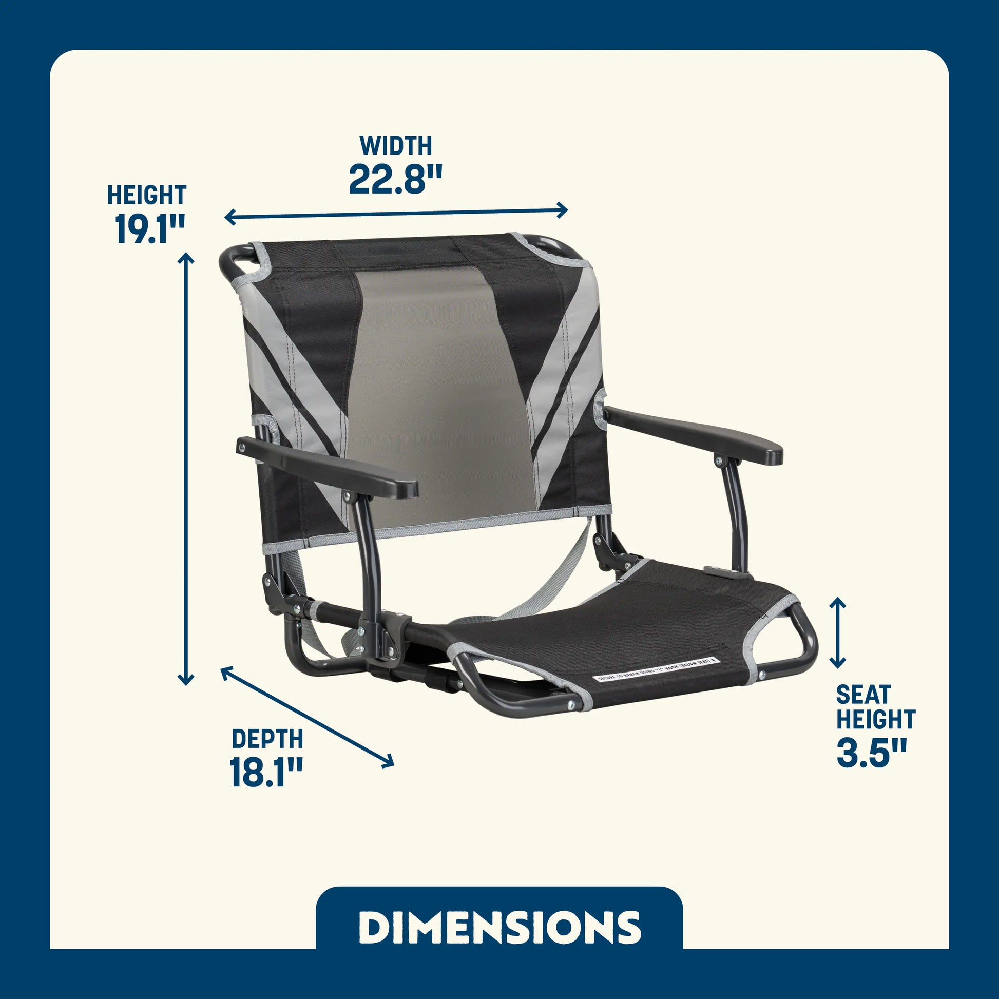 Ultra-Lightweight Big Comfort Stadium Chair with Armrests - Choice 465 - Bleacher-Friendly Stadium Chair with Back Support Detail