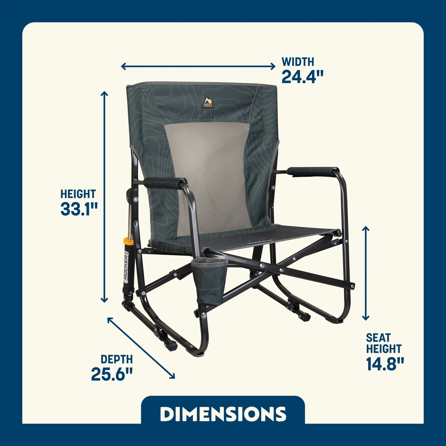 Smooth Motion FirePit Rocker - Choice 737 - Freestyle Rocker Portable Outdoor Folding Chair Detail