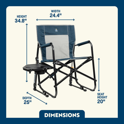 Premium All-Weather Freestyle Rocker with Side Table - Choice 853 - Patented Spring-Action Rocking Chair for Camping Detail