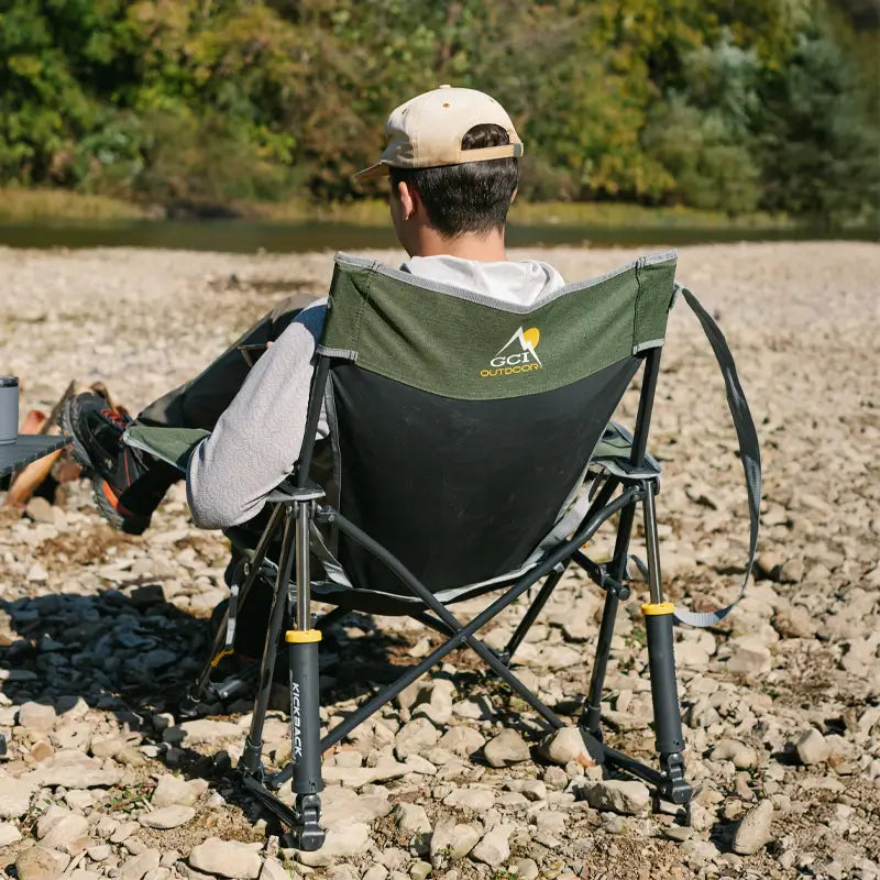 Luxury Camp Kickback Rocker - Choice 345 - Heavy-Duty Kickback Rocker with Beverage Holder Detail