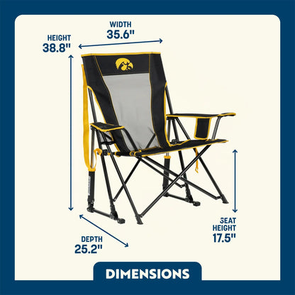 Smooth Motion College Comfort Pro Rocker - Iowa Hawkeyes - Choice 249 - Freestyle Rocker Portable Outdoor Folding Chair Detail