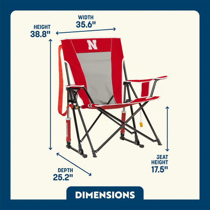 Premium All-Weather College Comfort Pro Rocker - Nebraska Cornhuskers - Choice 161 - Heavy-Duty Kickback Rocker with Beverage Holder Detail