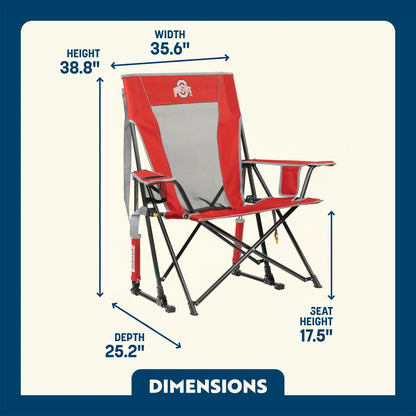 Smooth Motion College Comfort Pro Rocker - Ohio State Buckeyes - Choice 676 - RoadTrip Rocker Smooth Motion Camp Chair Detail