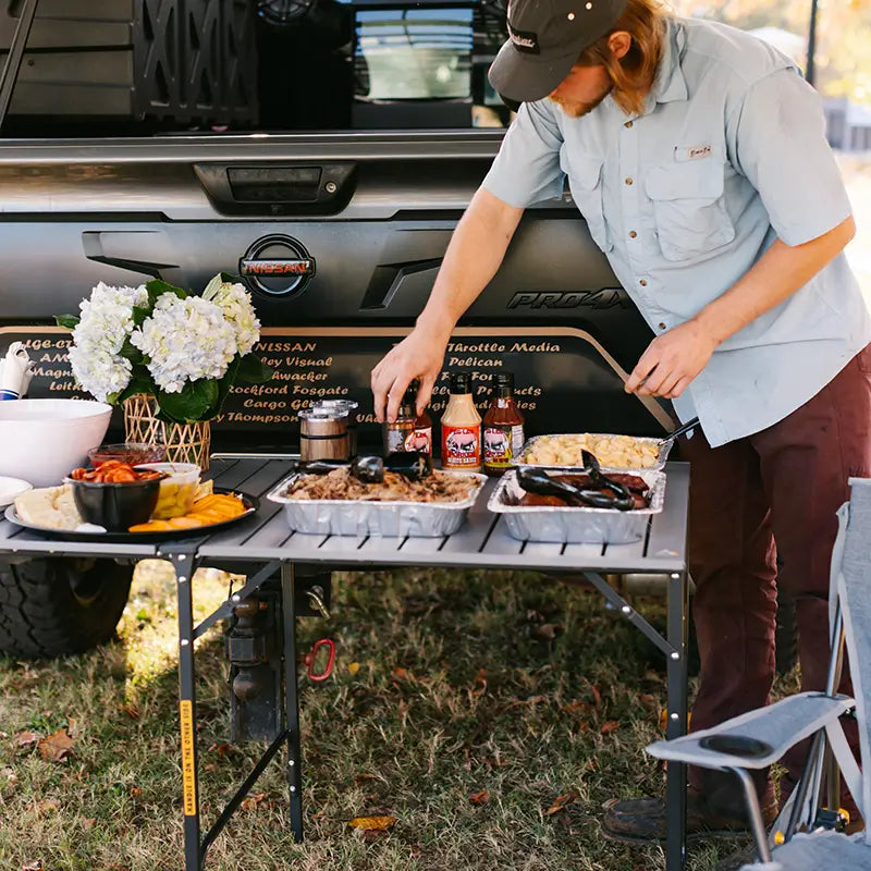Slim-Fold Slim-Fold Table - Choice 196 - Slim-Fold Outdoor Cook Station with Storage Shelves Detail