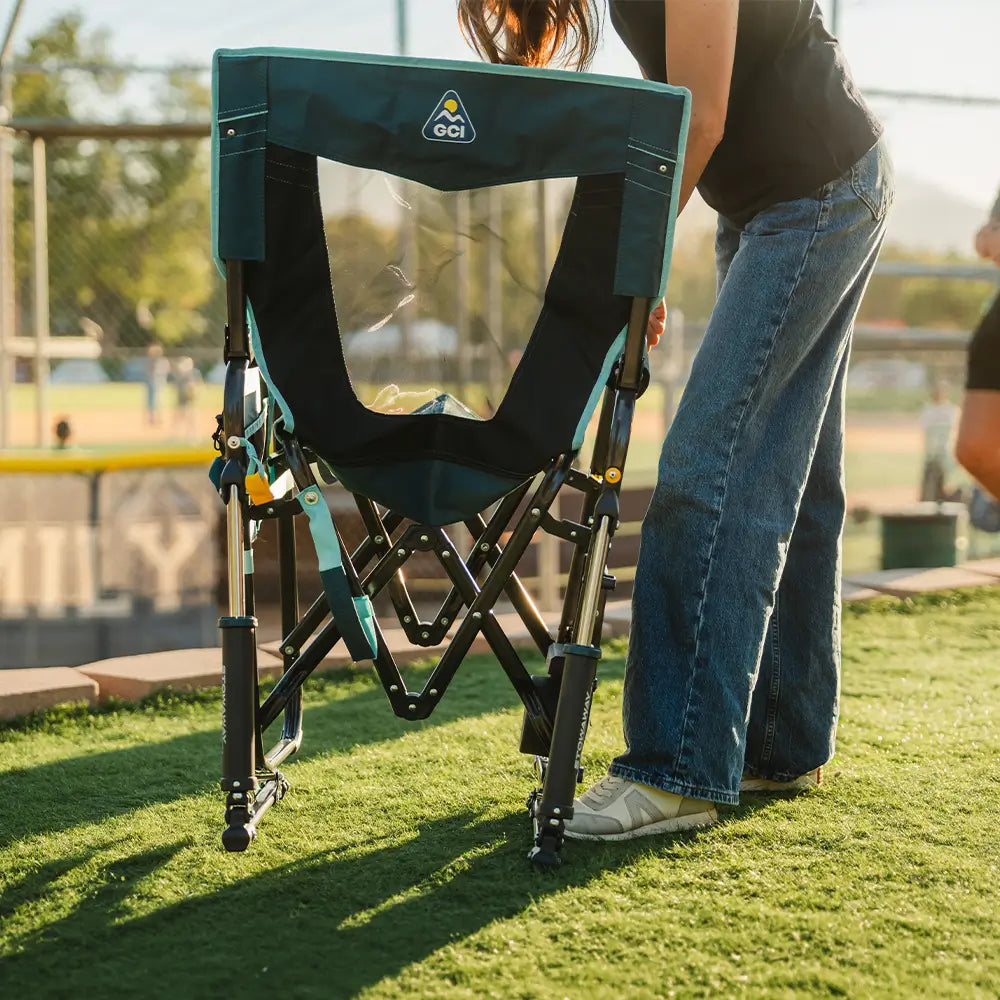 Heavy-Duty Freestyle Stowaway Rocker with Side Table - Choice 253 - Patented Spring-Action Rocking Chair for Camping Detail